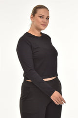 Long Sleeve Basic Crop Tshirt-white Ts2117