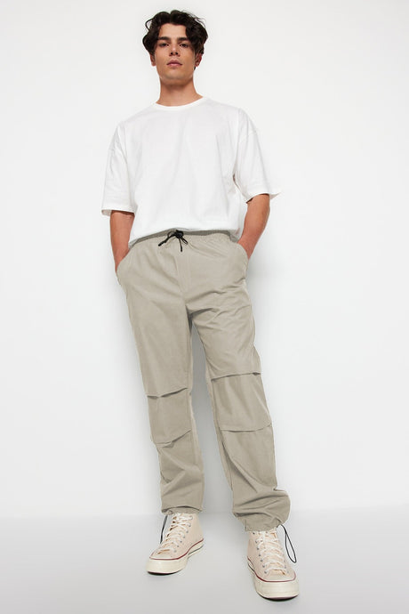 Khaki Men's Jogger Fit Parachute Pants Tmnss23pl00045