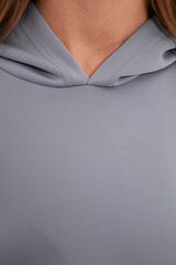 Grey Hooded Pocket Scuba Knitted Wide Mold Oversize Sweatshirt Tctaw22tw0151