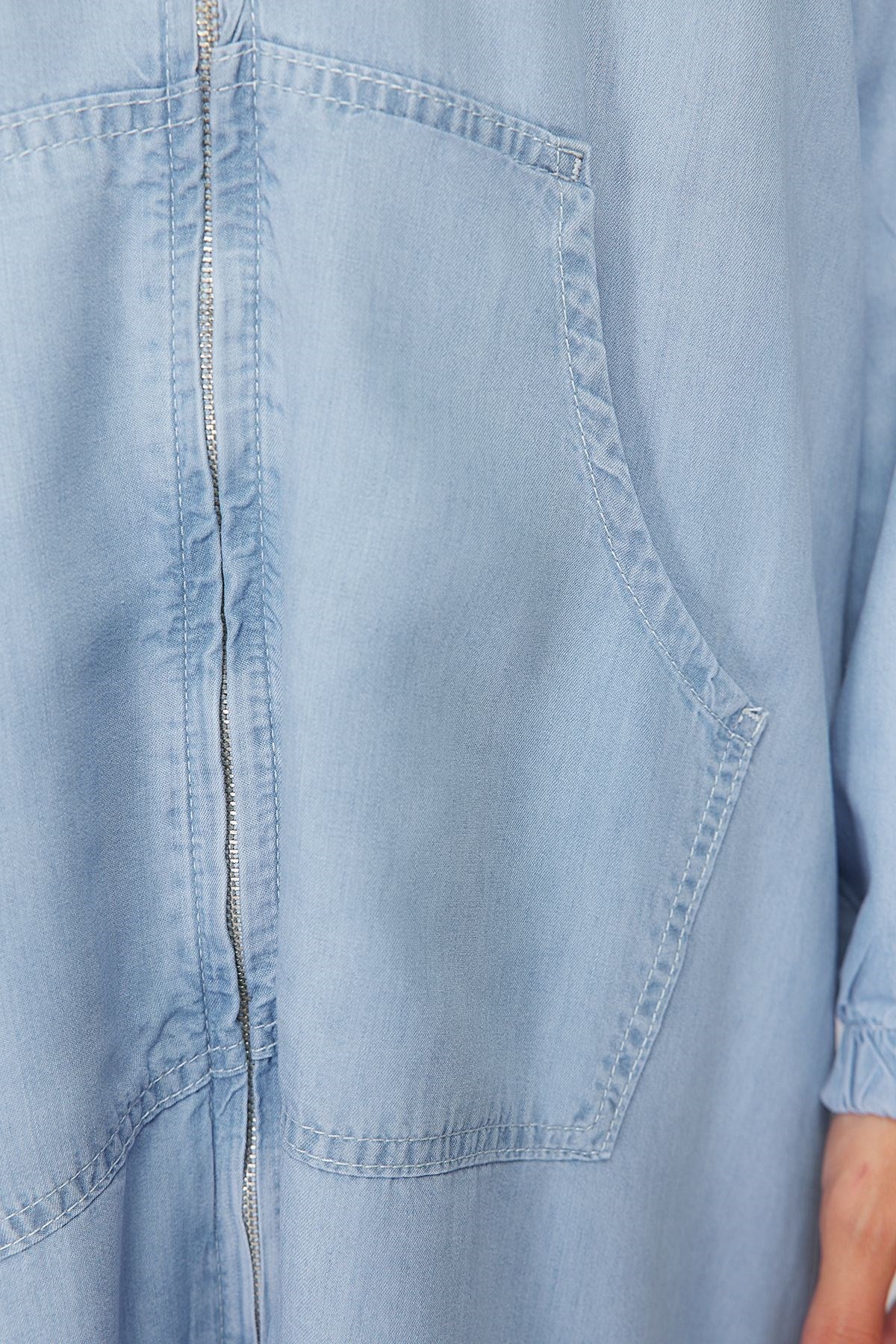 Light Blue 100% Tencel™ Oversize Denim Trench Coat Twoss24tr00030