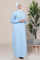 Blue Burkini Dress With Cinnamon Robes And Ruffle Sleeves 5441 T23el3m5441