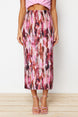 Red Printed Pleated Maxi Knitted Skirt Twoss24et00055