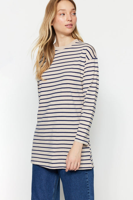 Black Striped Knitted Tunic Tctaw22uk0240