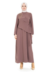 Hijab Coffee Dress 5308 T22el3m5308 With Sonay Bonding Stone Detail