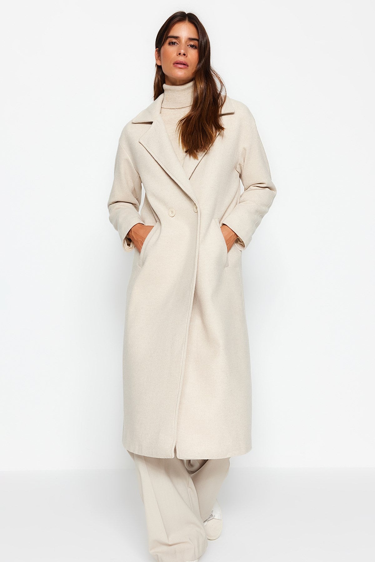 Brown One-button Lined Coat Tctaw23kb00012