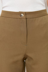 Khaki Cigarette Butt Stitched Woven Pants Twoss24pl00124