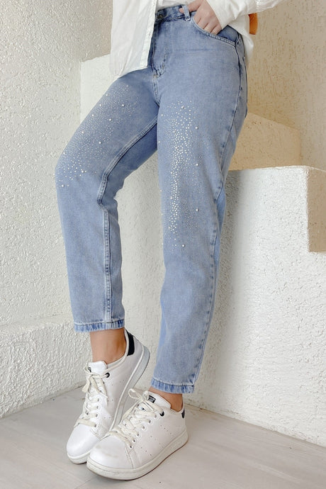 Bead Detailed Jeans - Ice Blue Ms00or73832