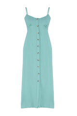 Mint Plain Cut Button Detailed Midi Woven Dress Twoss24el00505