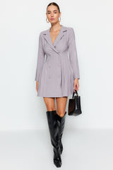 Black Pleated Mini Woven Jacket Dress Twoaw24el00295