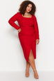 Red Body Sitting Midi Woven Dress Tbbaw24ah00080