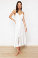 Ecru Midi Woven Beach Dress Tbess24el00153