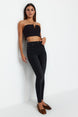 Black Thinning Effect Super High Waist Skinny Jeans Twoss23je00080