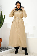 Fur Inner Fleece Long 2002 Coat - Stone Ms00as2002