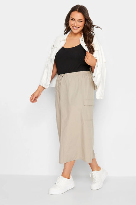 Plus Size Midi Length Cargo Skirt 302038 Byk-23y-302036