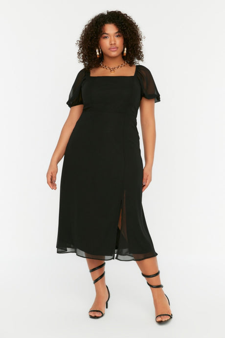 Black Woven Slit Dress Tbbss22ah0012