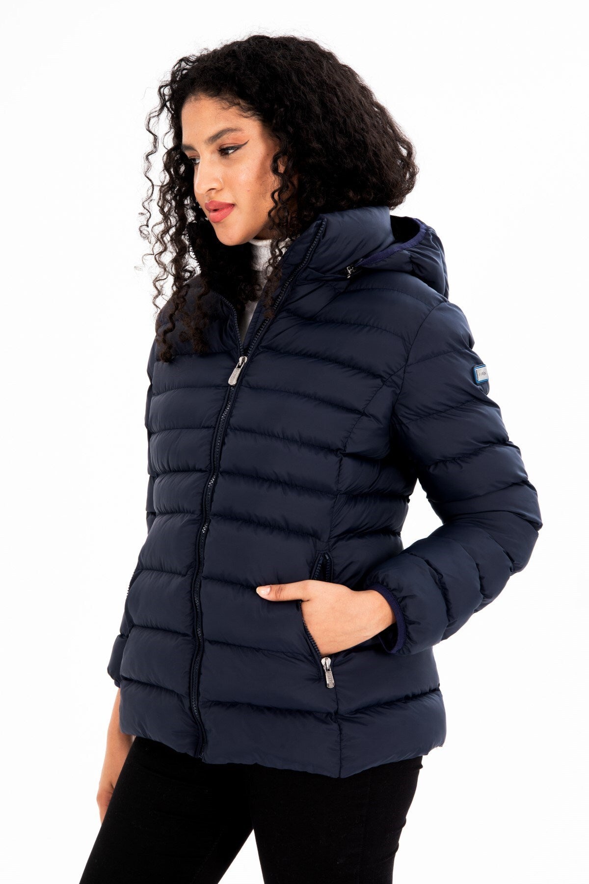 Women's Short Removable Hooded Padded Sports Inflatable Coat 8638 Gfx8638