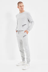 Grey Men's Regular/regular Fit Polarized Summer Embroidered Tracksuit Tmnaw21em0082