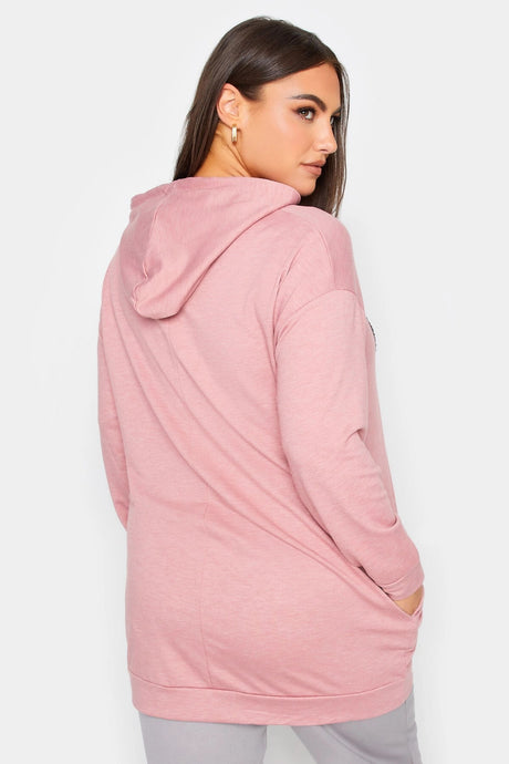 Plus Size Hoodie Sweatshirt With Sequin And Lettering Detail Long Sleeve Pocket 302566 Byk-23y-30256