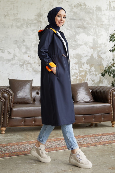 Neon Trench Hooded Sweatshirt At Waist - Taba\ Orange Ms00or12093