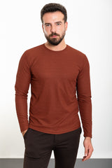 Plain Black Slim Fit Crew Neck Long Sleeve Mens T-shirt 36801.23k