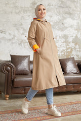 Neon Trench Hooded Sweatshirt At Waist - Taba\ Orange Ms00or12093