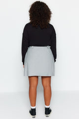 Grey Pleated Skater Woven Skirt Tbbaw24az00014