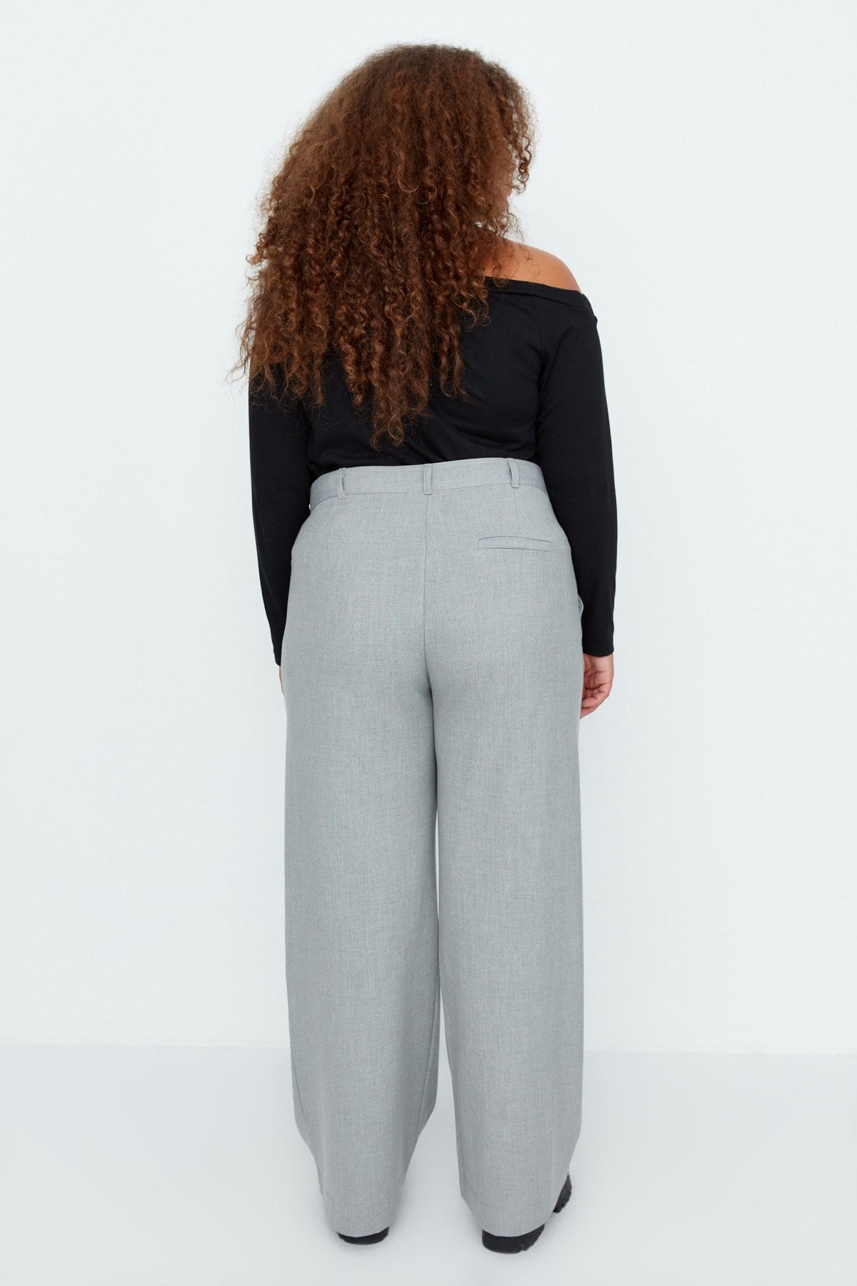 Black Double Button Asymmetric Patched Woven Pants Tbbaw23ar00038