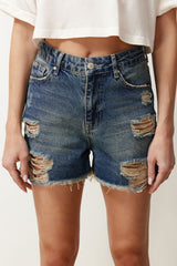 Blue Ripped Denim Shorts & Bermuda Twoss24sr00160