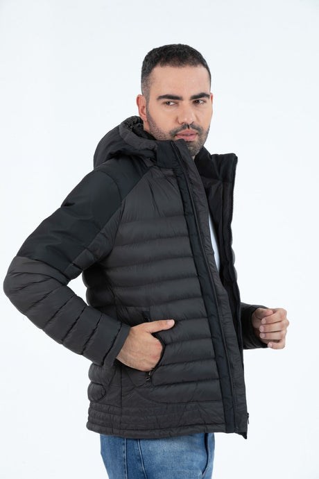 Men's Short Removable Hooded Padded Water Repellent Classic Inflatable Coat 9710 Gfx9710