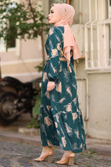 Brush Pattern Belted Burkini Dress - Oil Green Ms000mp001474