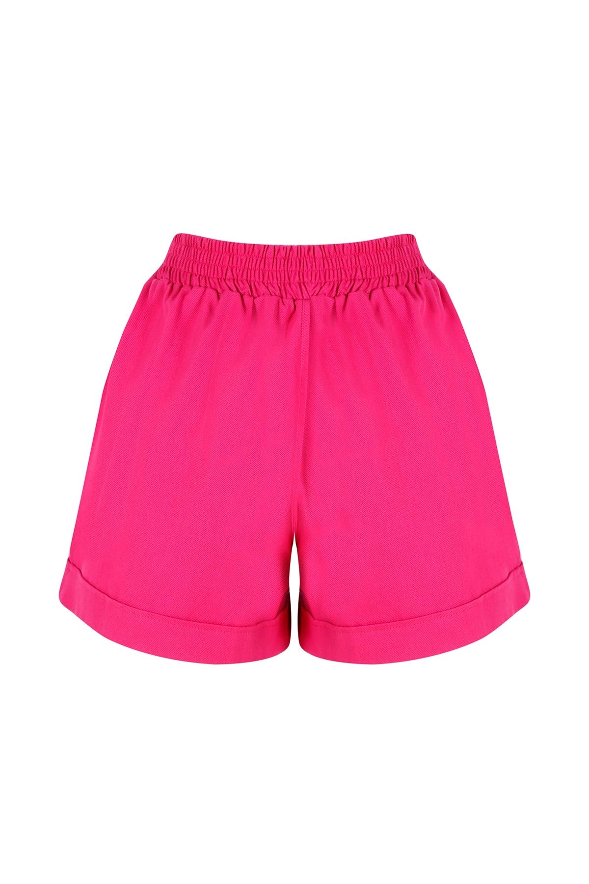 Women's Green Staple Detailed Waist Part Elastic Shorts Lg-oz263-srt