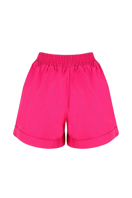 Women's Green Staple Detailed Waist Part Elastic Shorts Lg-oz263-srt