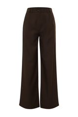 Brown Wide Leg Wide Leg Pleated Woven Pants Twoaw22pl0475