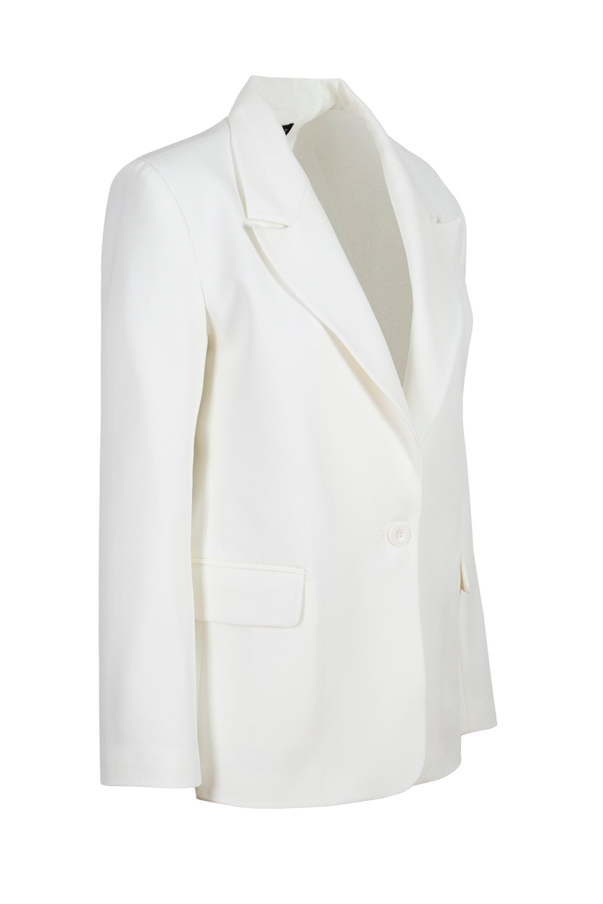 Women's White Single Button Jacket Lg-oz387-tdc Lg-oz387-tdc