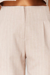 Beige Wide Leg/wide Leg Striped Woven Pants Twoss24pl00048