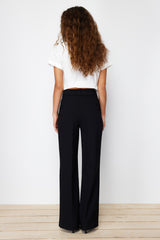 Black Belted Wide Leg/wide Leg Woven Pants Twoss24pl00115