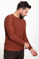 Plain Black Slim Fit Crew Neck Long Sleeve Mens T-shirt 36801.23k