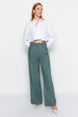 Brown Wide Leg Wide Leg Pleated Woven Pants Twoaw22pl0475