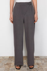 Grey Cross Closure Wide Leg/wide Leg Woven Pants Twoss24pl00112