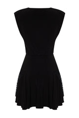 Black Waisted Skater Dress Tprss24el00099