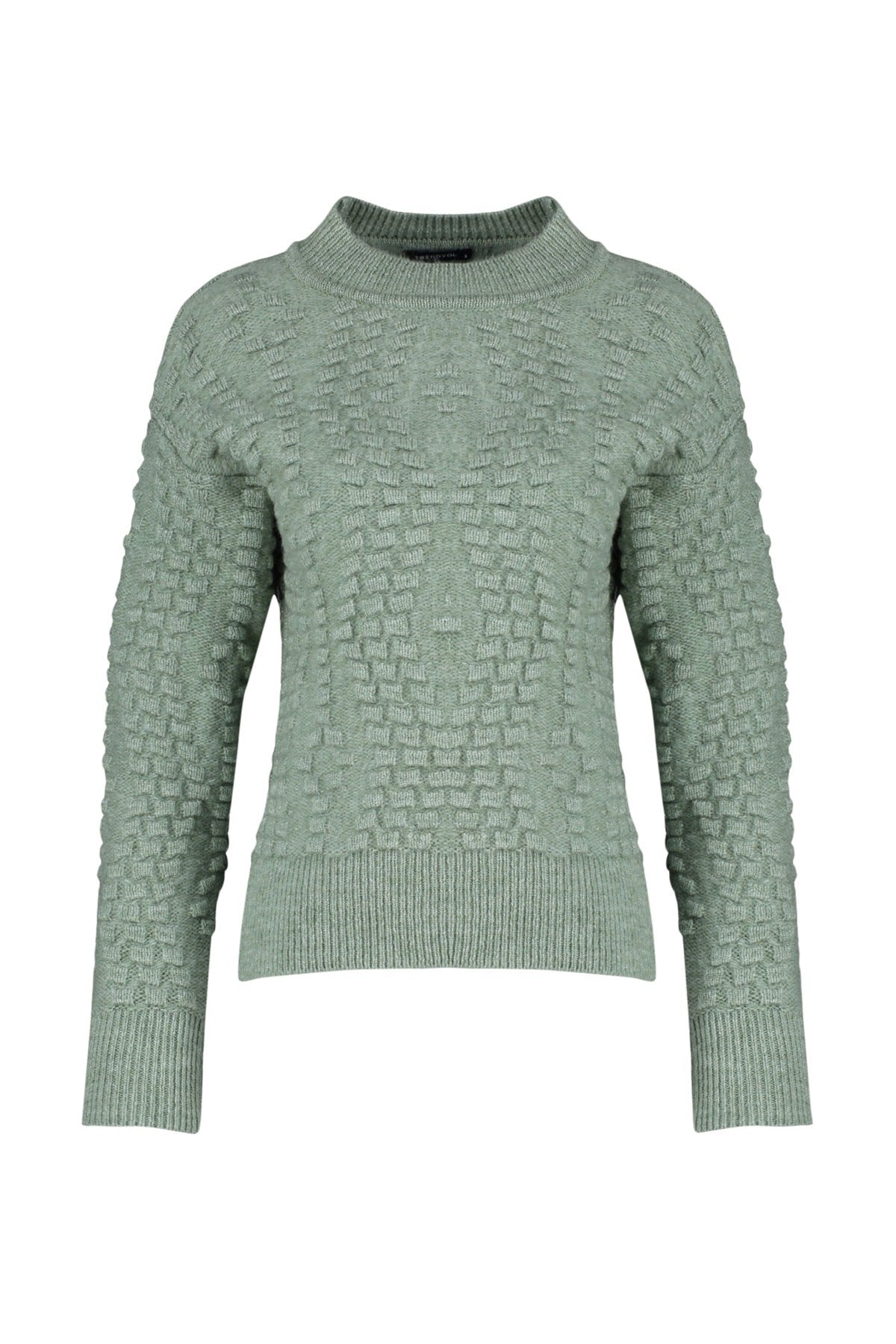 Mint Soft Textured Crew Neck Knitwear Sweater Twoaw24kz00111