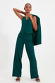 Green Wide Leg Wide Leg Pleated Woven Pants Twoss21pl0189