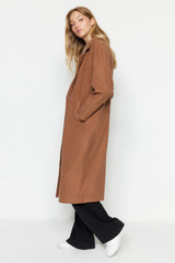 Brown One-button Lined Coat Tctaw23kb00012