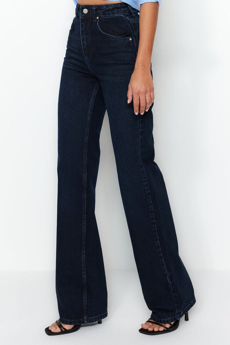 Blue High Waist Wide Leg Jeans Twoss23je00083