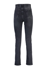 Blue Slit High Waist Straight Jeans Twoss22je0430