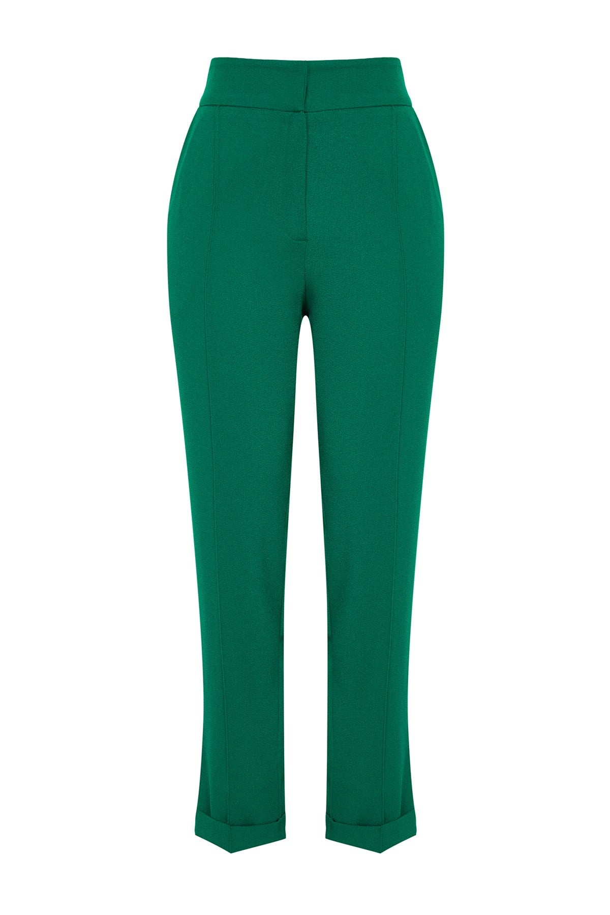 Green Cigarette Ribbed Woven Pants Twoss24pl00117