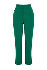 Green Cigarette Ribbed Woven Pants Twoss24pl00117