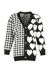 Black Patterned Knitwear Cardigan Tctaw22th0081