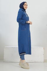 Long College Jacket With Pockets - Dark Blue Ms00or7603