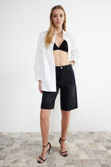 Black High Waist Denim Shorts & Bermuda Twoss24sr00007